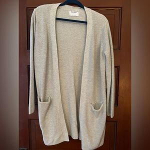 Shaker-Stitch Long-Line Open-Front sweater